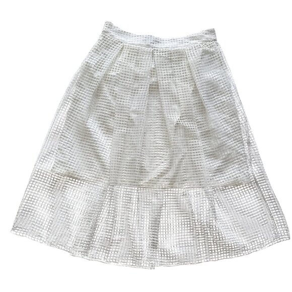 Who What Wear White Mesh Overlay Midi Skirt Polyester Shell & Lining Size 6 - Picture 2 of 9